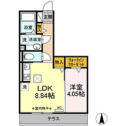 シャルマン・ドミール 1LDKの間取図画像