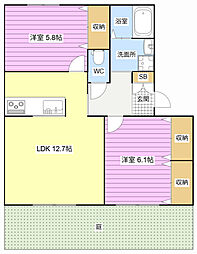 ラフォーレ天王2 2LDKの間取図画像