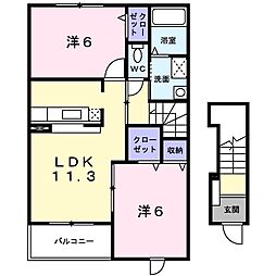 リバティドリーム7 2LDKの間取図画像