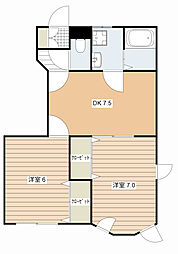 MMキャッスル3 2DKの間取図画像