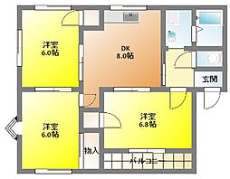 サンシティ本多 3DKの間取図画像