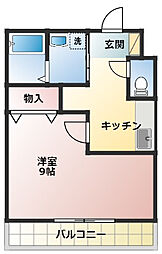 磐田ヒルズ1 1Kの間取図画像