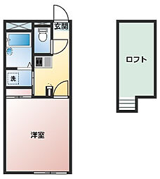 レオパレスホーク1 1Kの間取図画像