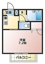 コーポはなみずきC 1Kの間取図画像