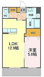 ティーダ 1LDKの間取図画像