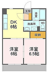 マンションリビエール1 2DKの間取図画像