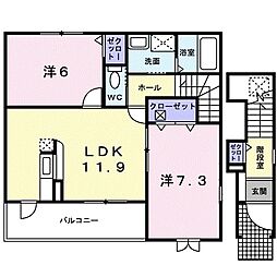 アビタシオンジュネス 2LDKの間取図画像
