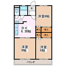スカイコーポ高宮 3DKの間取図画像