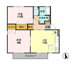 スプリングパーク横田E 2LDKの間取図画像