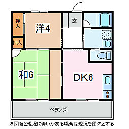 ハウスグラストン2 2DKの間取図画像