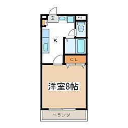 ビューテラス21C 1Kの間取図画像