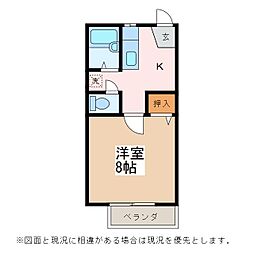 フレグランス郵とぴあA 1Kの間取図画像