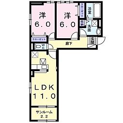 カトレアA 2LDKの間取図画像