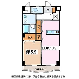 ユーイン井川城 1LDKの間取図画像