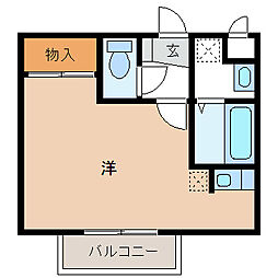 シンシア21.N.M 1Kの間取図画像