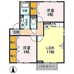 ロイテ・ローゼ 2LDKの間取図画像