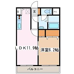 ヴィヴィッド桐 1LDKの間取図画像
