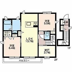 プロヌーブMAYU 2SLDKの間取図画像