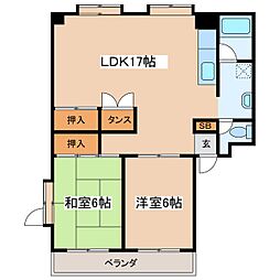 庄三コーポラスA棟 2LDKの間取図画像