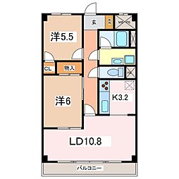 マンションサンビューレ 2LDKの間取図画像