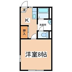 ディアスボヌールB 1Kの間取図画像