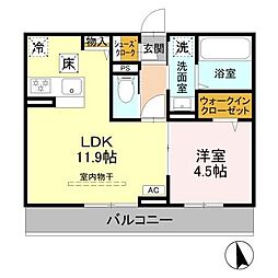 GRAND D-ROOM女鳥羽 1LDKの間取図画像