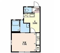 インフィニティK&K 1DKの間取図画像