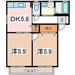 フォレストエバーINNC 2DKの間取図画像