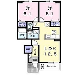 プラシードM2 2LDKの間取図画像