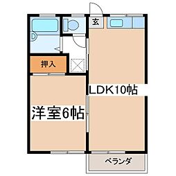 コーポ増田 1LDKの間取図画像