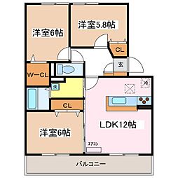 ベル・オーブ 3LDKの間取図画像