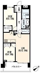 ライオンズグローベル本牧 2LDKの間取図画像