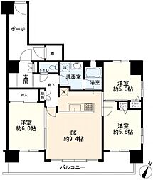 サンヴェール伊勢佐木町 3DKの間取図画像