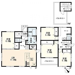 間取り:A号棟間取り(4LDK+ルーフバルコニー) 間取り:A号棟間取り(4LDK+ルーフバルコニー)