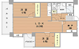 アンピールメゾン黒門 2SLDKの間取図画像