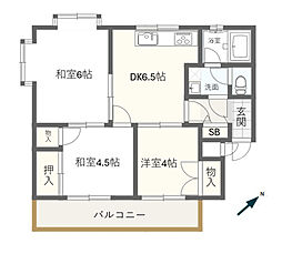 エメラルド清水 3DKの間取図画像