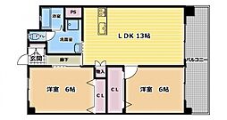 アンピールメゾン大橋 2LDKの間取図画像