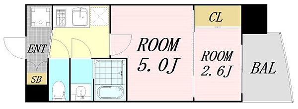 大阪府大阪市西区川口3丁目(賃貸マンション2K・9階・23.31㎡)の写真 その2