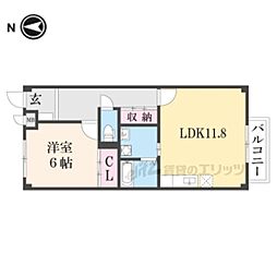 カーサフォレスタ 1LDKの間取図画像
