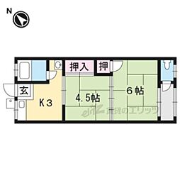 一本松アパート 2Kの間取図画像