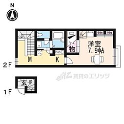 レオパレスNEO田辺 1Kの間取図画像