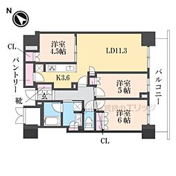 アトラスタワー草津 3LDKの間取図画像