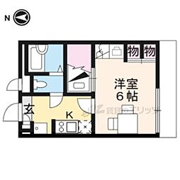 レオパレスびわこローズタウン 1Kの間取図画像