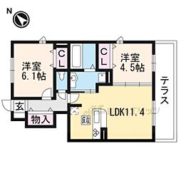 RaffineBiwa 2LDKの間取図画像