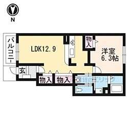 ハイビスカス2 1LDKの間取図画像