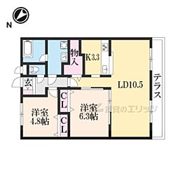 メゾン小西梅影3 2LDKの間取図画像