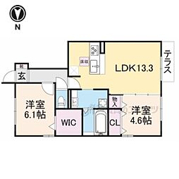 セジュールウワト 2LDKの間取図画像