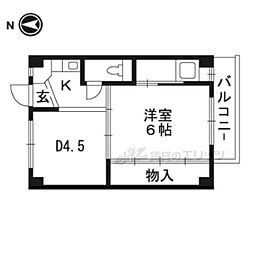 ビレッジハウス水口2号棟 1DKの間取図画像