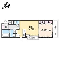カレントかなぐら 1LDKの間取図画像