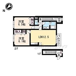 ラディエーアイ 2LDKの間取図画像